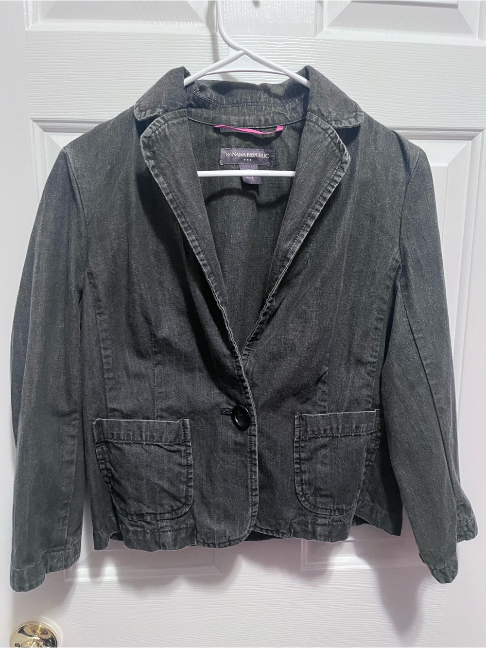 Banana Republic Women's Cotton Charcoal Denim Blazer Size 8